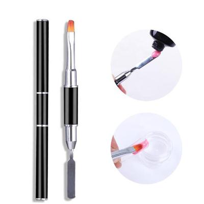 China New 2-In-1 Dual Use Double UV Lamp 90s Nails Brush Stainless Steel Acrylic Gel Pen Poly Gel Brush Picker Kolinsky Nail Brush for sale