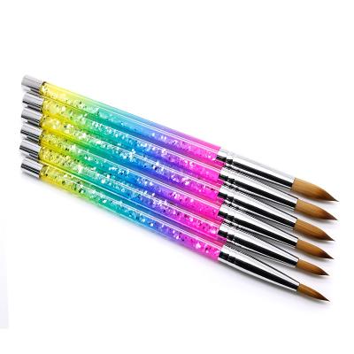 China Retail Wholesale Nail Art Kolinsky Sand Hair Acrylic Brush With Liquid Glitter Handle Professional Nail Brush for sale