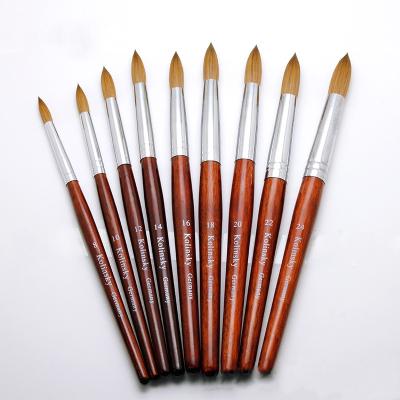 China NAIL 8 to 24 Wooden Handle Kolinsky Nail Brush Good Quality Acrylic Nail Art Mink Brush for sale