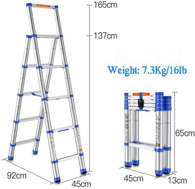 China Folding Ladders Aluminum Multi Purpose Folding Extension Ladder for Attic Home Office Diy Builders Indoor Outdoor Climb, Blue for sale