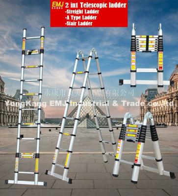 China Telescopic Ladders Easy Mode Universal 2 In 1 Hinge Aluminum Folding Telescopic Ladder for sale