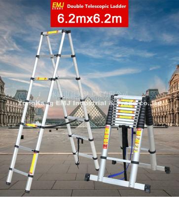 China Folding Ladders 6.2m+6.2m Aluminum Portable Telescopic Ladders Made in China for sale