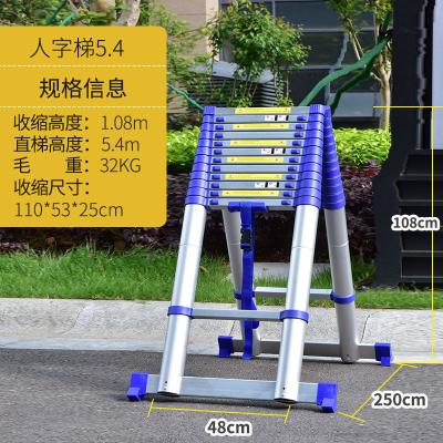 China Folding Ladders Blue Hinged Double Sided Telescopic Ladder China Factory for sale