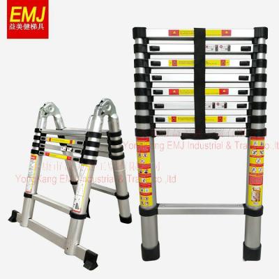 China Telescopic ladders One-button retraction 2 into 1 telescopic ladder for sale