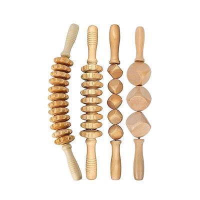 China Body 4 in 1 New Product Wood Lymphatic Detoxification Tool Massage Therapy Wooden Massage Stick for sale