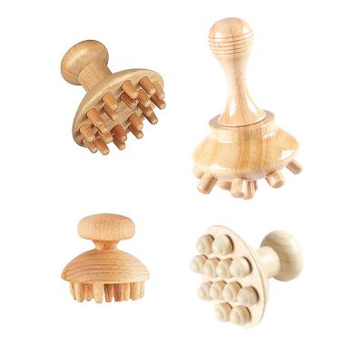 China Body Product Single Mushroom Wood Muscle Massager Relaxation Therapy Scraping Massage Tool for sale