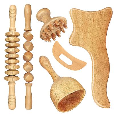 China Body Six In A New Colombia Group Massage Tools Wooden Massage Stick Natural Wooden Tools for sale