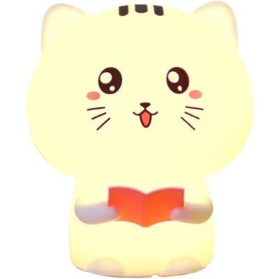 China EUROPEAN 7 Colors Usb Cat Night Rechargeable LightColor Changing Silicone Led Night Light Baby Sleep Atmosphere Kitty Night Light for sale