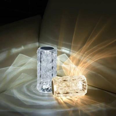 China Factory Outlet 3 Color Touch Night Light Minimalist Rechargeable Decorative Lamp Rose LED Crystal Table Lamp for sale