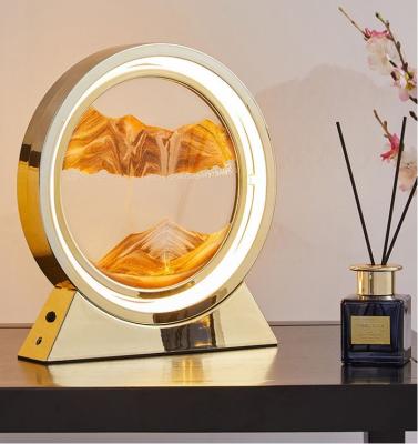 China Modern Amazon Hot Sales 10 Inch Color USB Gold-rimmed Quicksand Creative Six Decorate 3D Natural Landscape Hourglass for sale