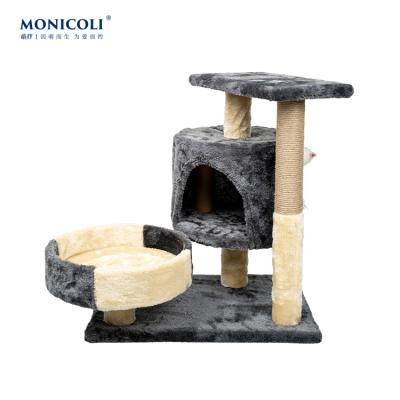 China Wholesale Sustainable Funny Deluxe Wooden Climbing Game Housing Cat Tree Sratcher for sale