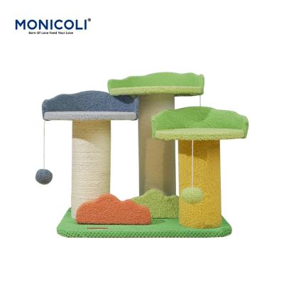 China Sustainable Funny Pet Toy Products Heavy Duty Big Wooden Climbing Natural Cat Hammock Trees Removable Frame For Cat for sale