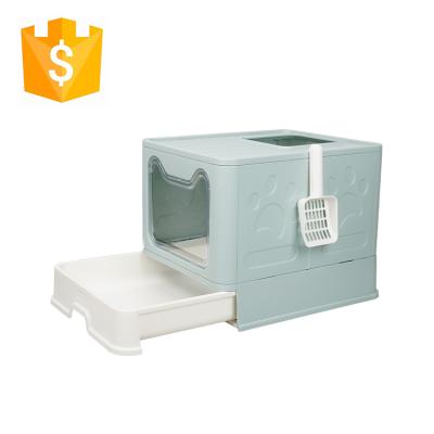 China New Design Portable Plastic Cat Litter Box Closed Folding Wholesale Viable for sale