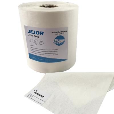 China Industrial Nonwoven Wipes 55% Wood Pulp 45% Polyester High Water Resistant 25 X 30cm Big Roll 500Pcs Industrial Wipes for sale