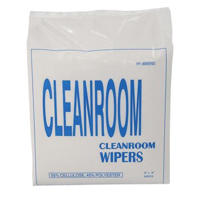 China Industrial Absorbent 55% Industrial Cellulose 45% Oil Absorbent Disposable Cleaning Dust Proof Polyester 9 Inch Nonwoven Clean Room Cloths for sale