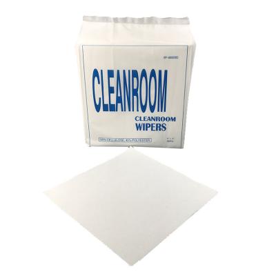 China Nonwoven Industrial Cleaning 9inch Wood Pulp Polyester Cleanroom White Disposable Cloths Lint Free 0609 for sale