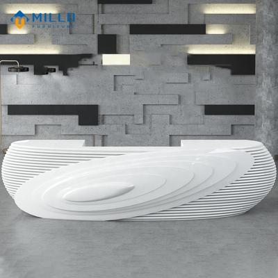 China Art Shape Reception Customize Unique Spa Gallery Luxury Art Shape Modern Furniture White Reception Desk Front Desk Counter for sale