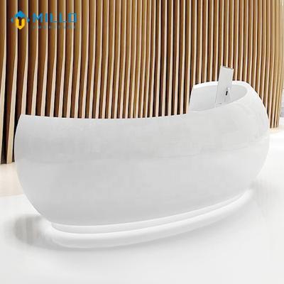 China (Other)Adjustable Modern White Custom Design Front Counter Curved Shape Beauty Salon Spa Hotel Reception for sale