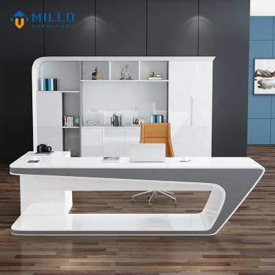 China With Computer Direct Modern Table Drawers Factory Supply Luxury Wooden Executive Boss L Shape Office Desk for sale