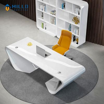 China Office Table Factory Direct Sale Office Furniture Chair Modern White High Gloss Executive Manager Wooden Desk for sale