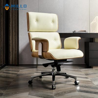 China Modern Design Single Back Executive High Swivel Customized Wholesale Office White Leather Chair With Wheels for sale