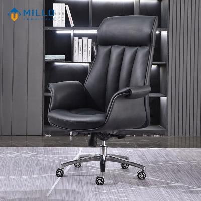 China Hot Selling (Height)Adjustable Office Furniture Swivel Leather Ergonomic Modern Executive Executive Chair With Armrest for sale