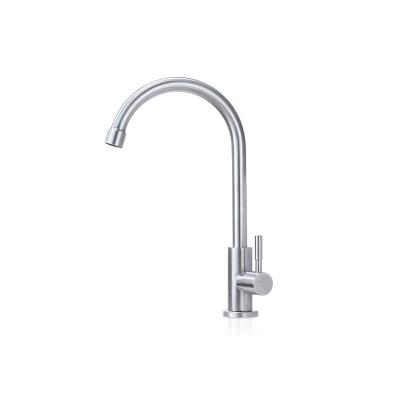 China Thermostatic Faucets 304 Stainless Steel Single Cold Water Faucet Brushed Nickel Kitchen Faucet Sink Curved High Mouth Relative Cost kichen Faucet for sale