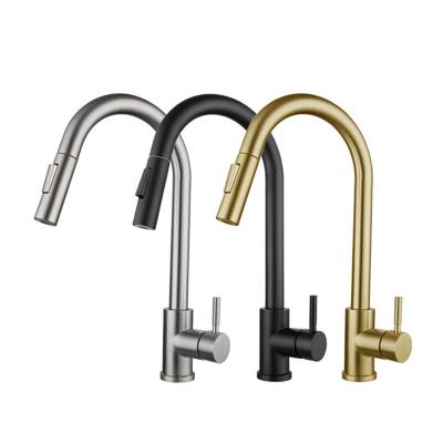 China Champagne Gold Smart Touch Control Induction Kitchen Faucet Mixer Touch Sense Taps Pull Down Automatic Taps Kitchen Faucet Touch for sale