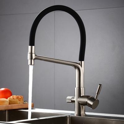 China Thermostatic Luxury Black Kitchen Faucets Sink Mixer Brass Flexible Drinking Water Copper Faucet Brushed Nickel Kitchen Faucet for sale