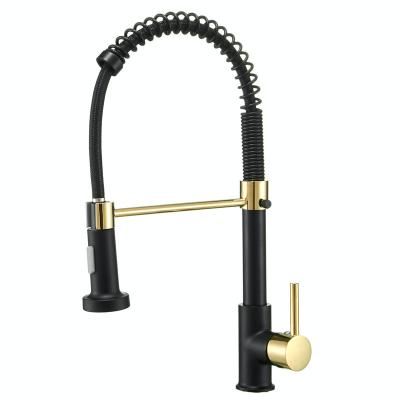 China Thermostatic Faucets Black Faucet Manufact Hot Cold Water Mixer Sink Faucet Kitchen Gold Pull Down Kitchen Faucet for sale