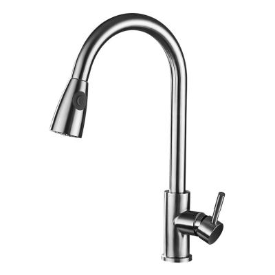 China Nanan Thermostatic Faucets Brushed 304 Stainless Steel 360 Degree Rotating Sprayer Head Pull Out Kitchen Faucet Steel for sale