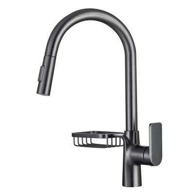 China Thermostatic Faucets Spray Mixer Gray High End Copper Kitchen Faucet Multifunctional Sink Faucet Brass Pull Out Kitchen Faucets Mixer for sale