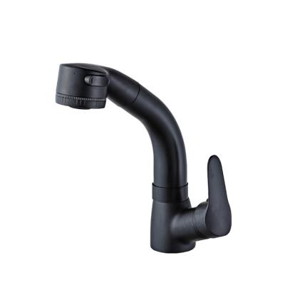 China Modern Single Handle Basin Faucet Waterfall Faucet Matte Black Stainless Metered Bathroom Drawing Pull Out Bathroom Sink Faucet for sale