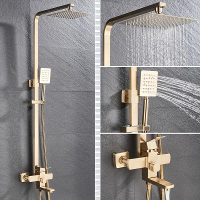 China With Various Slide Bar China Promotional Goods Using Shower Set For Bathroom Hotel Shower Set Gold Thermostatic Popular Luxury Rain Shower for sale