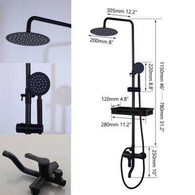 China With High Quality Slide Bar Brass Shower Mixer Set Black Popular Bathroom Multifunctional Luxury Shower Bath Faucets for sale