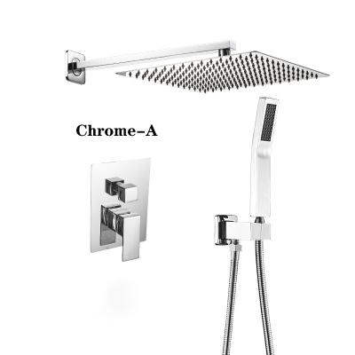 China High Quality Brass Chrome Free Slide Bar Shower Set 10 Inch Wall Mounted Overhead Shower Bathroom Mixer With Hand Spray Shower Faucet for sale