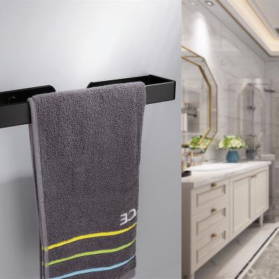 China Prevent Rust Aluminum Towel Rack Wall Mounted Rack Hanging Towel Rack For Kitchen Hotel Bathroom Towel Rack Black for sale