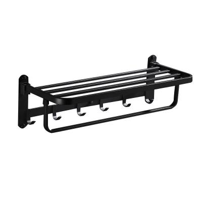 China With Hook 304 Stainless Steel Bathroom Accessories Set Black 304SS Towel Rack for sale