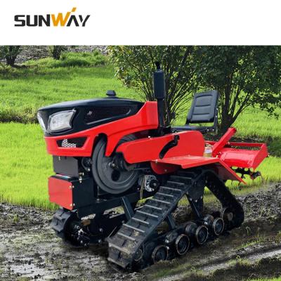 China Small Farm Work Rotovator Roto Rotary Cultivator Tiller Machinery 25HP Tracked Mini Crawler Tractor For Garden / Farm for sale