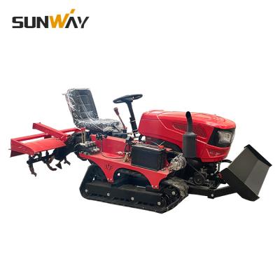 China Small Farm Work Rotovator Roto Rotary Cultivator Tiller Machinery 35hp Tracked Mini Crawler Tractor For Garden / Farm for sale