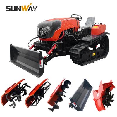 China Working Farm Small Rotoary Agricultural Cultivator Rototiller Mini Crawler Tractor Rubber Tracked Machinery 50HP Tiller for sale