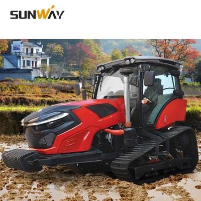 China Working Farm Small Rotoary Agricultural Cultivator Rototiller Mini Crawler Tractor Rubber Tracked Tiller Machinery 120HP 130HP for sale