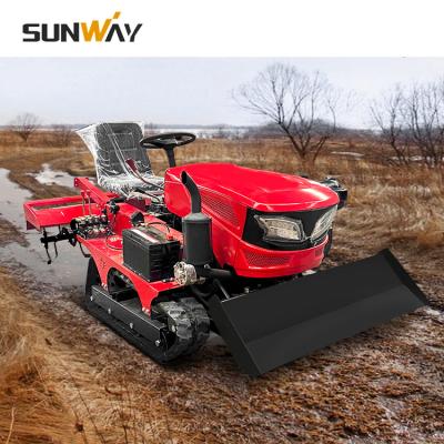 China Farm Working Machinery Wholesale Price Track Farm Roto Tiller Rubber Tower on Mini Cultivators Crawler Tractor for sale