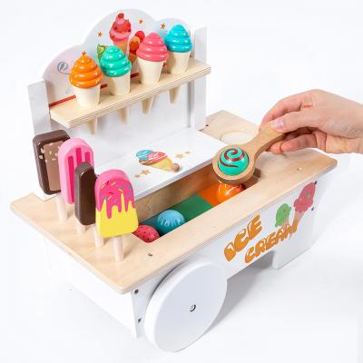 China Wooden Wooden Toy Pretend Play Set Ice Cream Shop Ice Cream Maker For Kids for sale