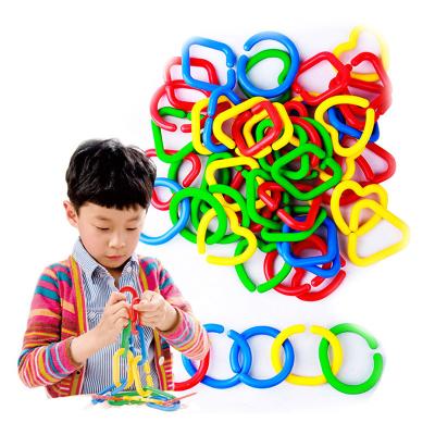 China Colorful Construction Toy Hot Selling High Quality Toy Geometry Shaped Plastic Geometric Link Chain Block Shape Column Block Toy for sale