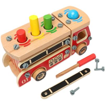 China Fire Engine Wooden Jigsaw Puzzle DIY Educational Toys for Children for sale