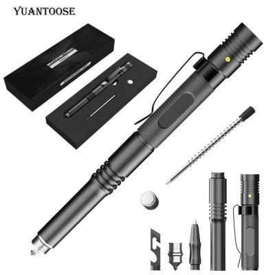 China Glass Survival Pen Gift Eco Friendly Outdoor Emergency Breaker Flashlight Tactical Set for sale