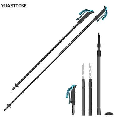 China Cork Lightweight Aluminum Alloy Walking Stick Adjustable Quick Lock Trekking Camping Pole for sale