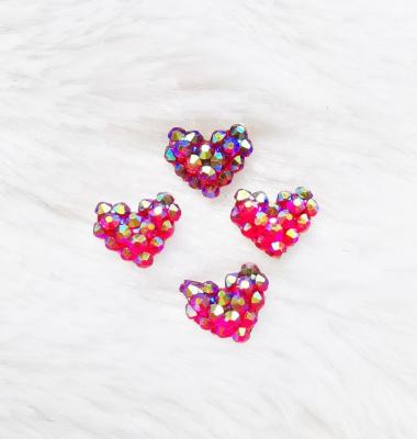 China Flatback 8mm red heart resin stone glue on nail and flatback rhinestone glue on garment as decoration hot selling for sale