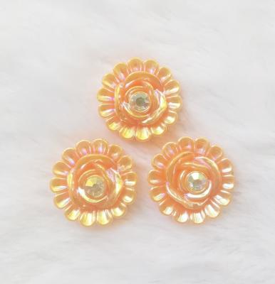 China Flatback 30mm flower stone orange acrylic glue on garment and flatback faux stone glue on shoesvamp as decoration hot sale for sale